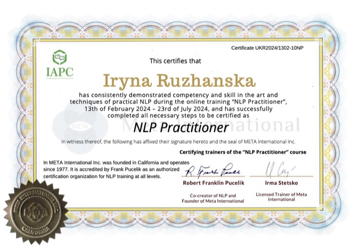 NLP Practitioner diploma